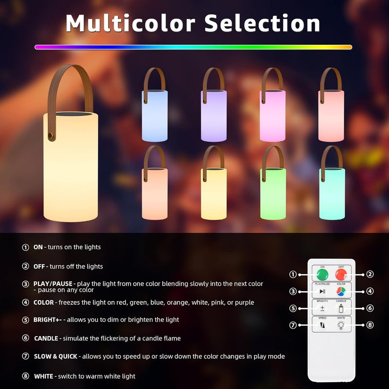 Nice Buy مصباح طاولة شمسي 2-pack مقاوم للماء LED محمول مصباح شمسي دافئ RGB قابل لإعادة الشحن بدون سلك للحديقة والتراس والتخييم - Image 3